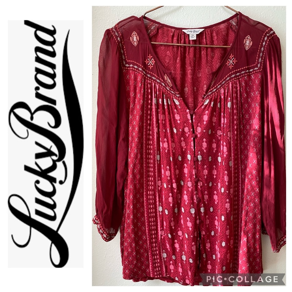 Lucky Brand Pullover Blouse (Size 2X)